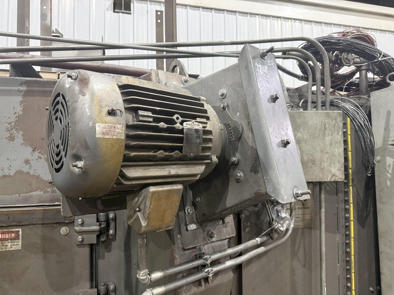 36" x 48" x 8 WHEEL PANGBORN ROTOBLAST PASS THROUGH HANGING CONVEYOR SHOT BLAST MACHINE: YOBRO #24717