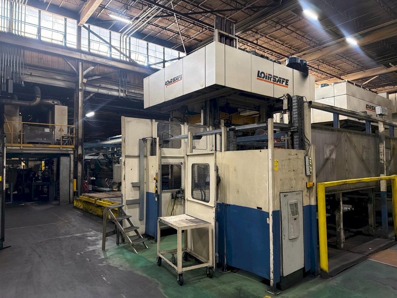 630 TON LOIRE SAFE HOT STAMPING HYDRAULIC PRESS LINE W/ ROLLER HEARTH FURNACE