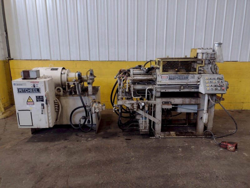 25,000 LB. MITCHELL (4) DIE IN LINE TUBULAR CONVEYOR ROLL SHAFT END FORMING MACHINE: STOCK #15298