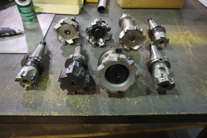 CT40 Taper Tool Holders: (8) with Assorted Insert Milling Cutters, 2", 3", 4" - Auction Item