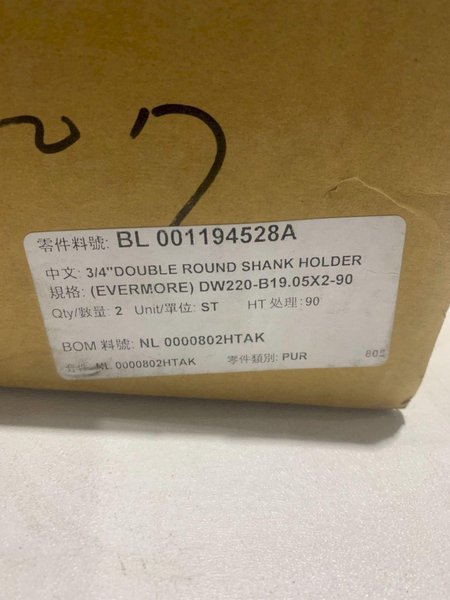 EVERMORE 3/4″ DOUBLE ROUND SHANK HOLDER DW220-B19.05X2-90  NEW