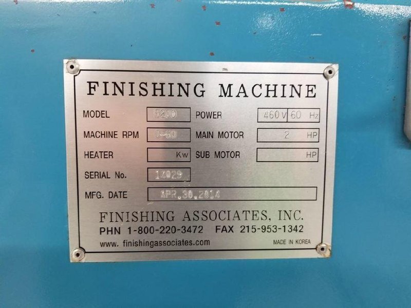 Finishing Associates B200 Centrifugal Barrel Finishing Systems