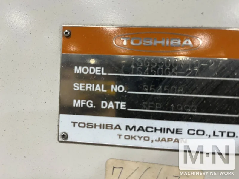 500 TON 63 OZ TOSHIBA MODEL ISGS500V10-27B  INJECTION MOLDING MACHINE MFG 1999