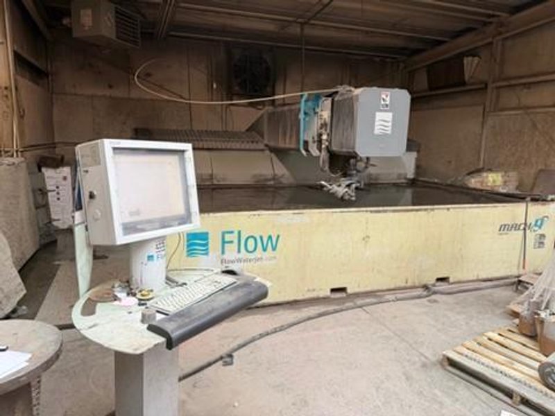 6′ x 12′ Flow Mach4 4020B Waterjet, 2011 – 90,000 PSI, 5-Axis Cutting Head
