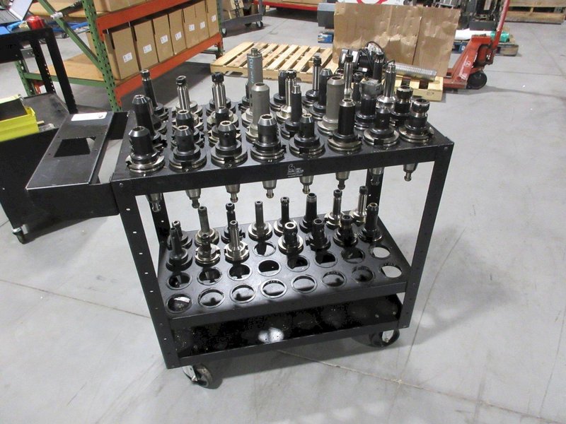 Big Bear Rolling Tool Cart with (64) CAT50 Pockets and (47) CAT50 Assorted Tool Holders- Auction Item