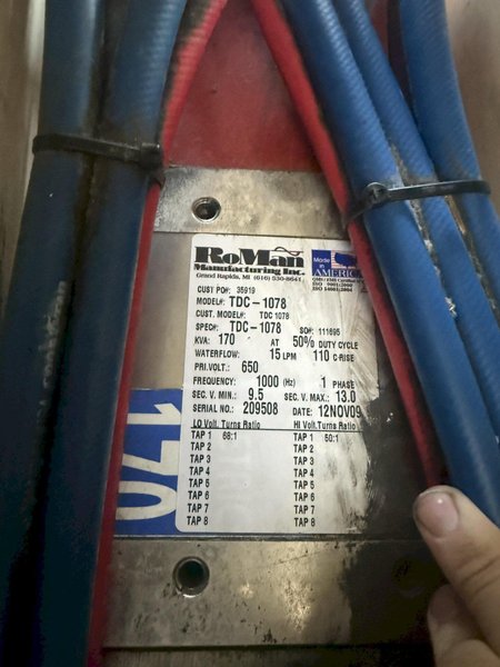 170 KVA T.J. SNOW SPOT WELDER. STOCK #0547626