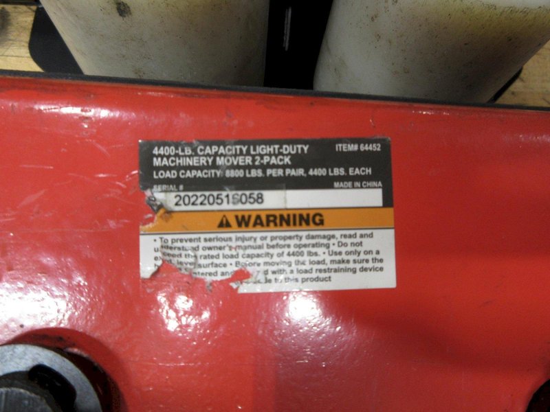 Machinery Moving Skates 4400 LB Ea. Capacity, (3) Ironton, (1) Strongway- Auction Item