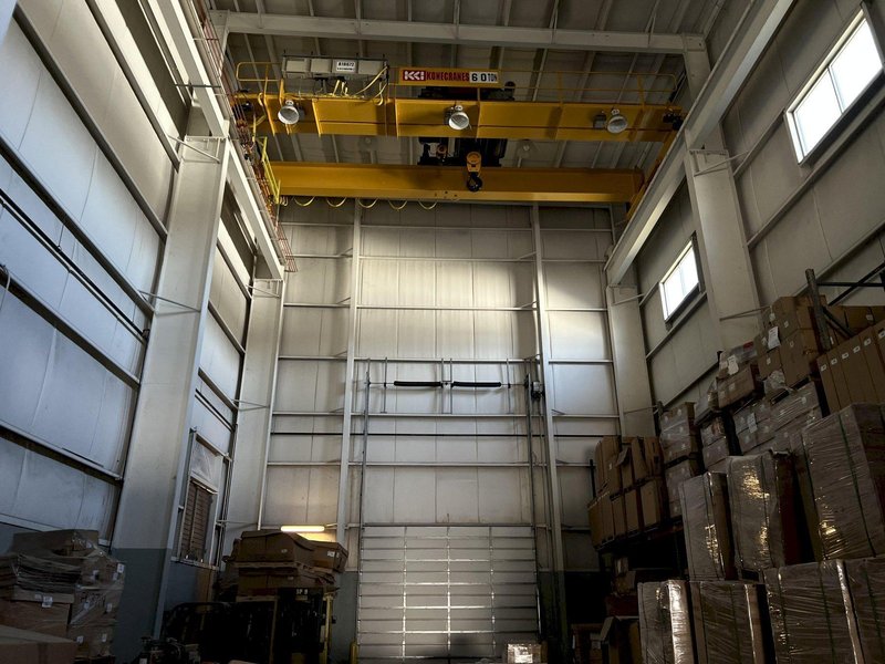 60 TON (10T AUX) x 36' KONE 8-WHEEL DOUBLE GIRDER OVERHEAD BRIDGE CRANE: STOCK #18376