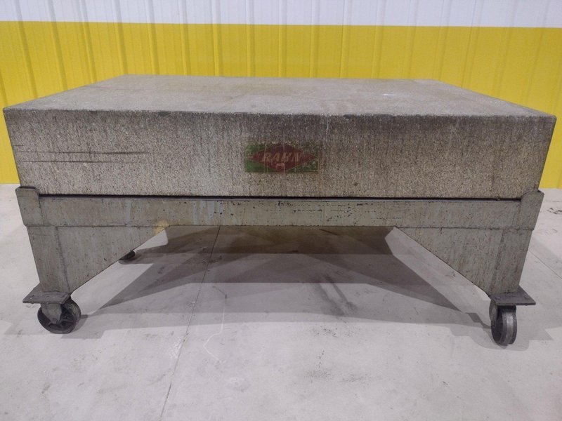 72&quot; X 48&quot; X 12&quot; RAHN GRANITE SURFACE PLATE ON TABLE W/ CASTERS : STOCK 20059