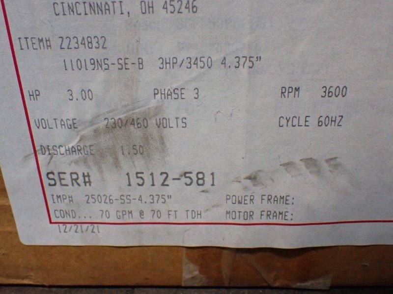 GUSHER 70GPM VERTICAL PUMP  -  11019NS-SE-B