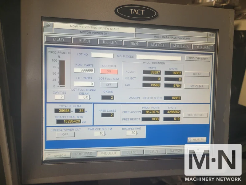 121 TON 3 OZ NISSEI MODEL NEX110-9E INJECTION MOLDING MACHINE MFG 2007