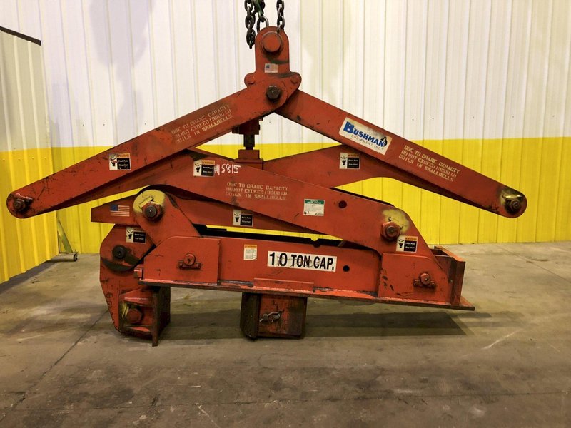 20,000 LB 10 TON BUSHMAN MODEL 6100 SINGLE RIM VERTICAL COIL LIFTING TONG SCISSOR TYPE COIL LIFT: STOCK #15815