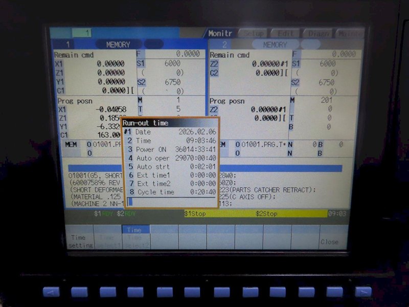 Nomura NN-16SB6 Type 3 CNC Swiss Type Automatic Screw Machine with Mitsubishi M70 CNC Control, Edge Bar Feed, MP High Pressure Coolant and MORE!- Auction Item