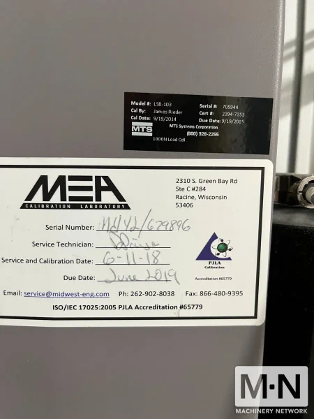 MTS MODEL LSB-103 TENSILE TESTER MFG 2015