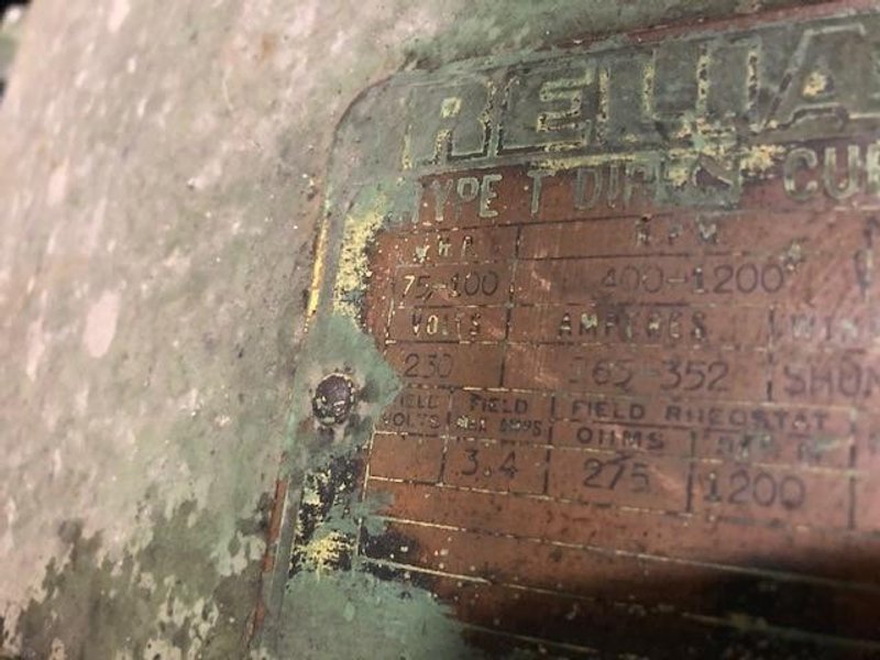 75-100 HP RELIANCE ELECTRIC MOTOR STOCK #2901