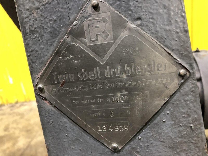 3 CUBIC FEET PATTERSON KELLEY CARBON STEEL POWDER V BLENDER: STOCK #17256