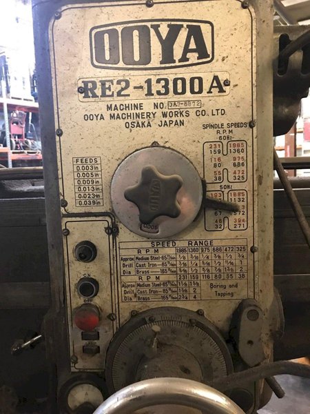 4&#039; X 13&#039; OOYA MODEL #PE2-1300A RADIAL DRILL: STOCK 70031