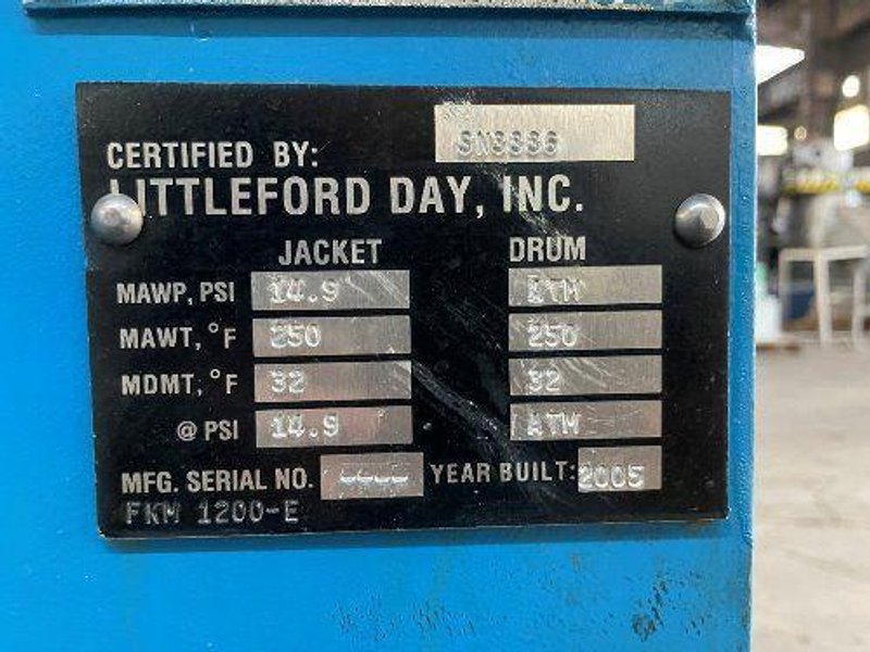 LITTLEFORD 42 CU FT, 29.4 CU FT WORKING FKM 1200 E MIXER  -  FKM 1200E