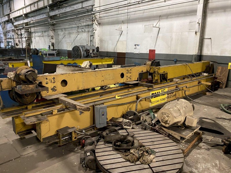 15 TON X 25' SPAN P&amp;H DOUBLE GIRDER OVERHEAD BRIDGE CRANE. STOCK # 0315322