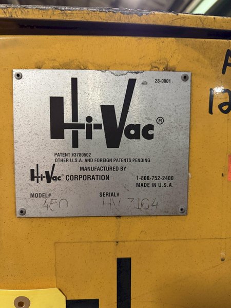 Hi-Vac model 450 50hp vacuum s/n HV 3164, 53275 hours , stationary mounted