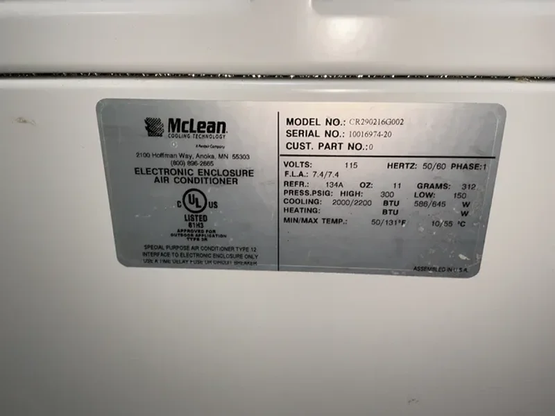 Mclean Cooling Technology  Electronic Enclosure Air Conditioner  - Cr290216g002
