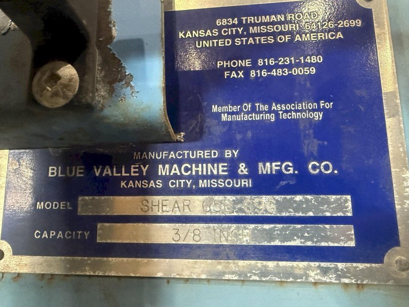 3/8&quot; x 144&quot; BLUE VALLEY MODEL #65B-696 CIRCLE SHEAR: YOBRO #24409
