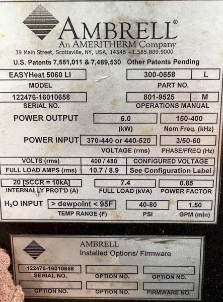 Ambrell Model Easy Heat 5060 LI Induction Heater - Like New!