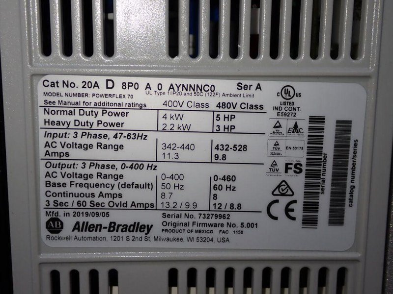 ALLEN-BRADLEY DRIVE  -  POWERFLEX 70 / 20AD8P0A0AYNNNC0