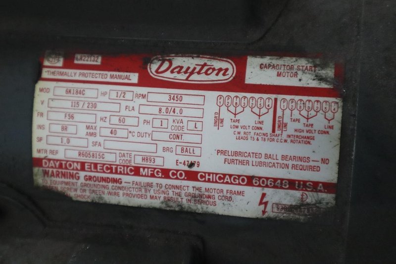 Dayton 1" Belt Sander, 1/2 HP with Work Bench - Single Phase- Auction Item