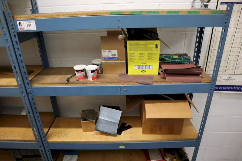 Teardrop Style Adjustable Shelf Racking with 5 Shelves with Assorted Contents- Auction Item