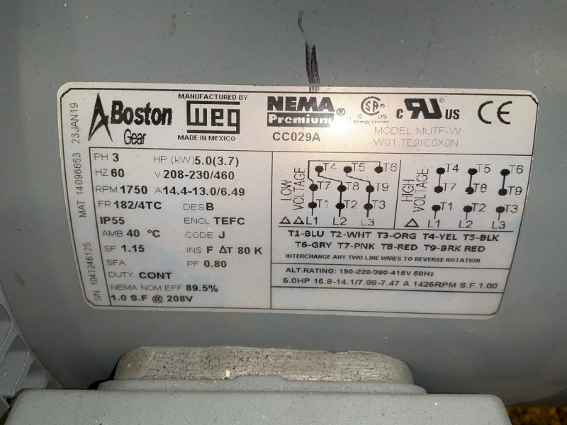 WEG 5 HP MOTOR   -  MUTF-W