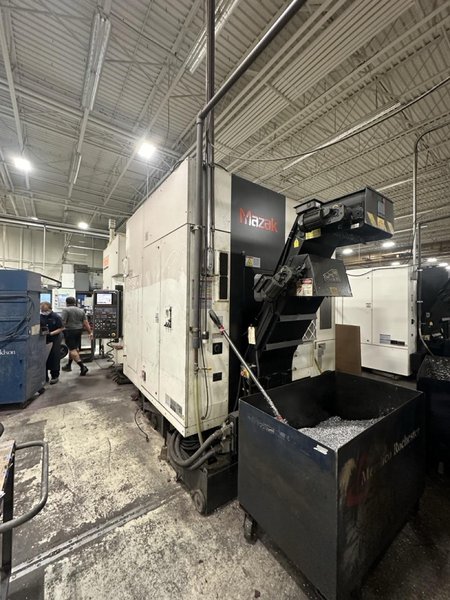 Mazak HCN-4000 400mm HMC, 2012 – 80 Tools, Full 4th Axis, CAT40, Probing, Chip Conveyor