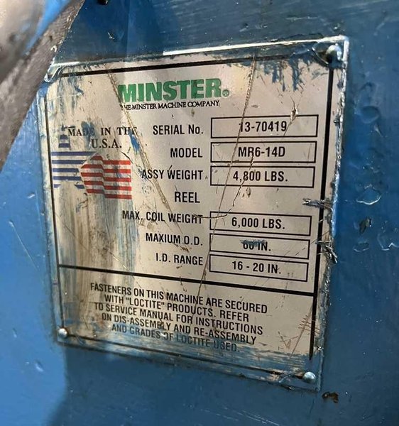 6,000# x 14" Minster Uncoiler