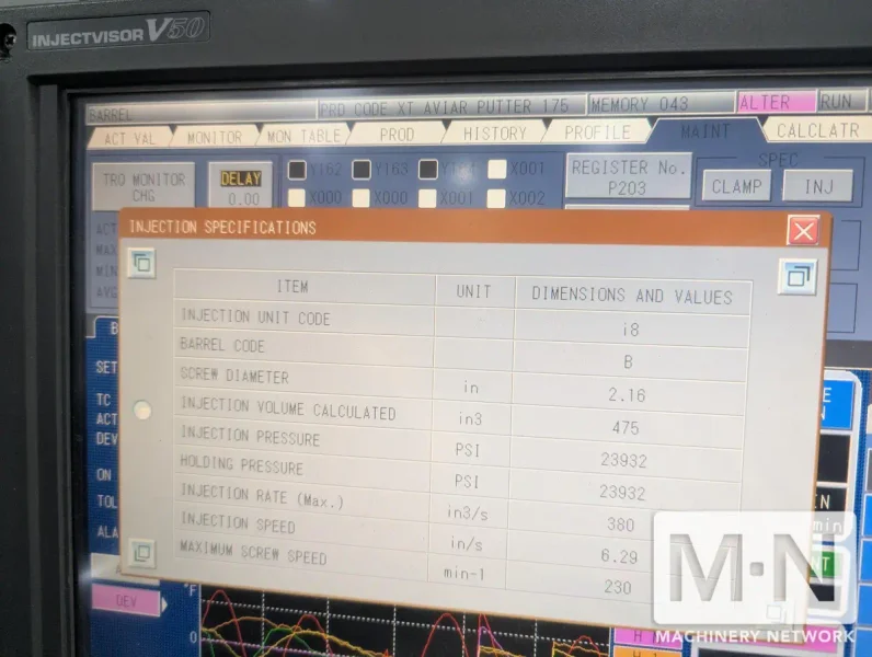 200 TON 15 OZ TOSHIBA MODEL EC200SXV50-8B ELECTRIC INJECTION MOLDING MACHINE MFG 2012