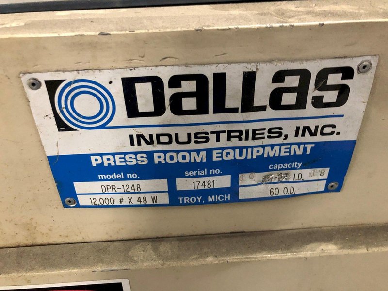 12,000 lbs. x 48&quot; Used Dallas Industries Motorized Reel For Sale, Model DPR-1248, Good Running!