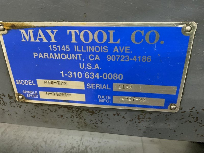 6’ X 10 GAUGE MAY TOOL MODEL MTC-72 CIRCLE SHEAR: STOCK #81394