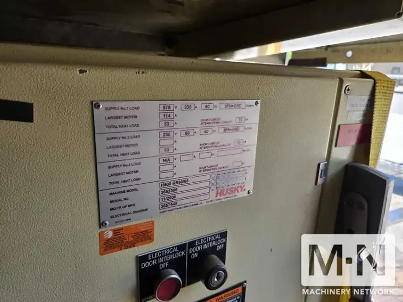 550 TON 39.2 OZ HUSKY MODEL H500RS80/65 HYLECTRIC INJECTION MOLDING MACHINE MFG 2006