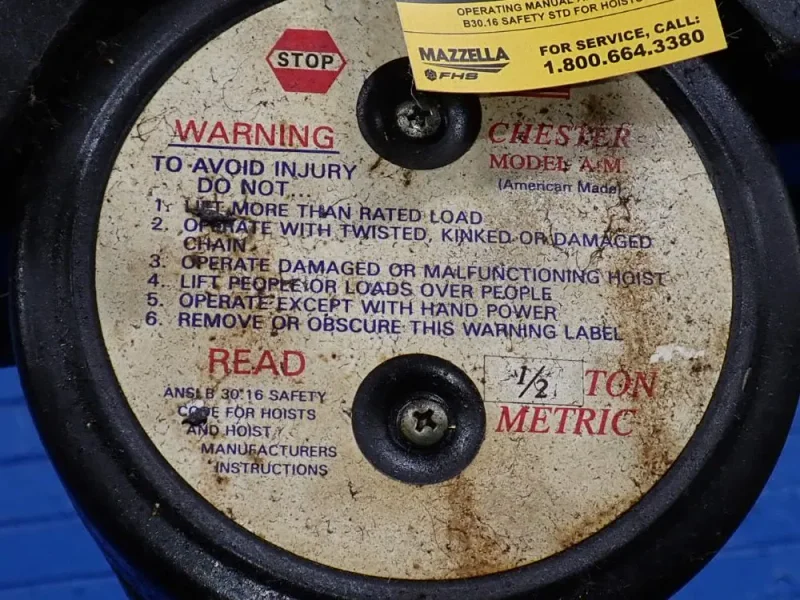 CHESTER 1/2 TON CHAIN HOIST  -  A.M.