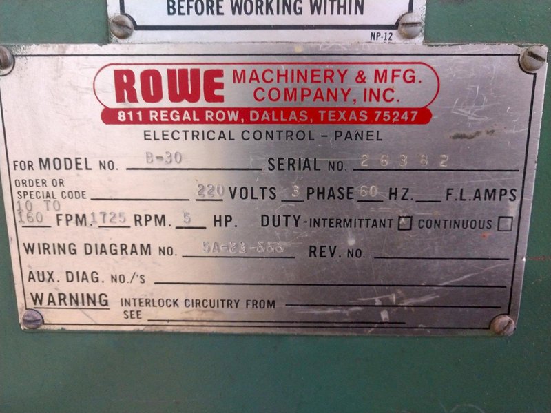 30" WIDE X .065" ROWE 7 ROLL POWERED COIL STRAIGHTENER: STOCK #13903