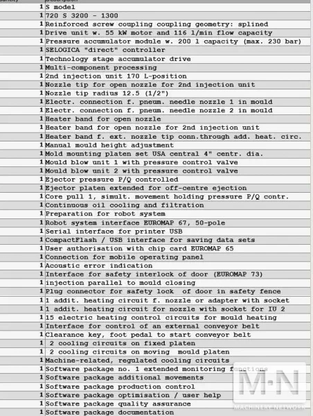 350 TON ARBURG MODEL 720S-3200-800/170 2-COLOR INJECTION MOLDING MACHINE MFG 2014