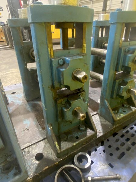 4 STAND X 1.5&quot; X 11&quot; YODER ROLLFORMER STANDS ON 6 STAND RAFTED BASE: STOCK #16781