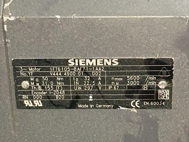 SIEMENS 5600/3000RPM SERVO MOTOR  -  1FT6105-8AF71-1AA2