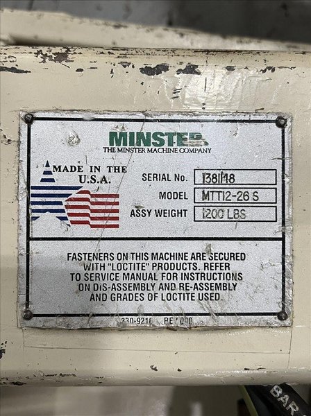 MINSTER Complete Coil Feed Line 15,000 Lbs. x 26&quot; Wide