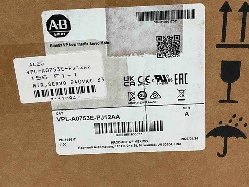 Allen-bradley 4000rpm 1.07hp Kinetix Vp Low Inertia Servo Motor - Vpl-a0753e-pj12aa