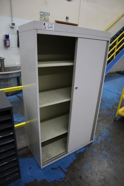 Sliding Door Adjustable Shelf Metal Cabinet- Auction Item
