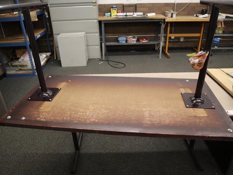 Steel Leg, Wood and laminate Top Tables (2pcs)- Auction Item