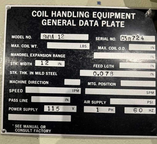 Feeder, Servo, Coilmate, 12&quot; Wide x 0.078&quot;