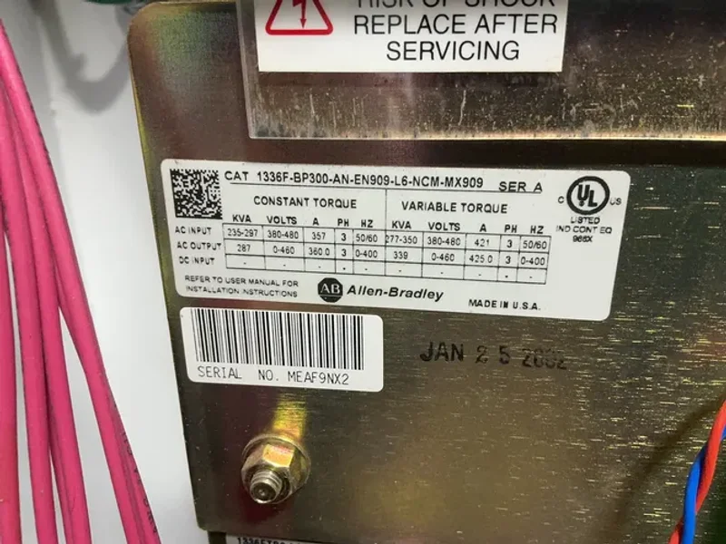 Allen-bradley 1336 Plus Ii Sensorless Vector Variable Frequency Drive - 1336f-bp300-an-en909-l6-ncm-mx909