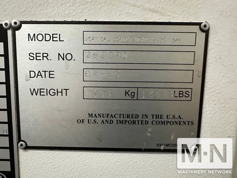 Mazak Nexus 530C/5AX CNC Vertical Machining Center, 2015