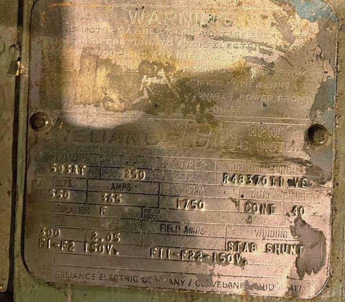 Motor, Reliance, 250 HP DC